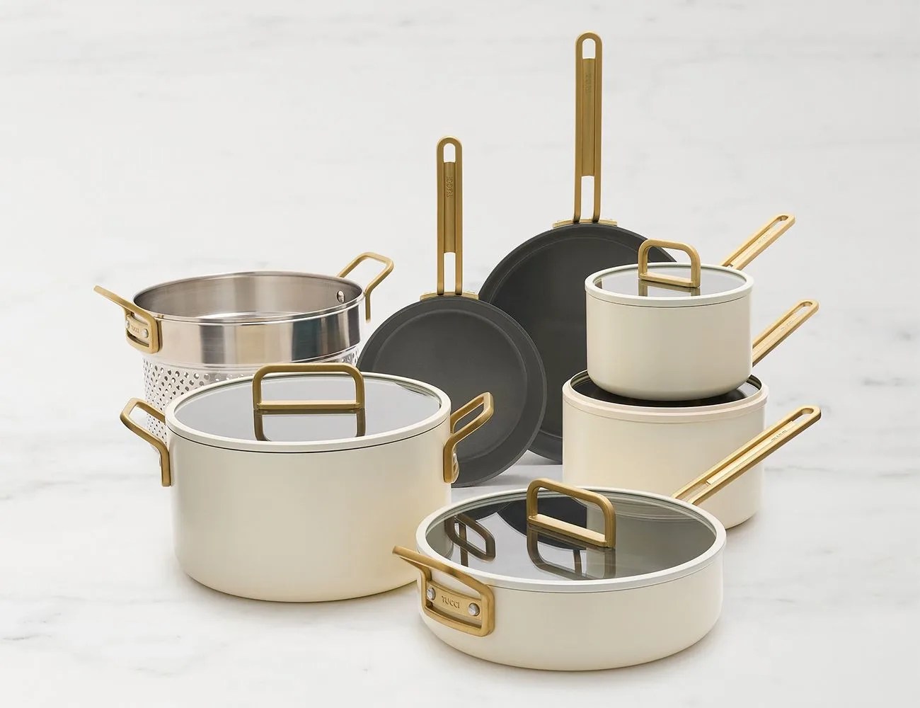 a group of pots and pans