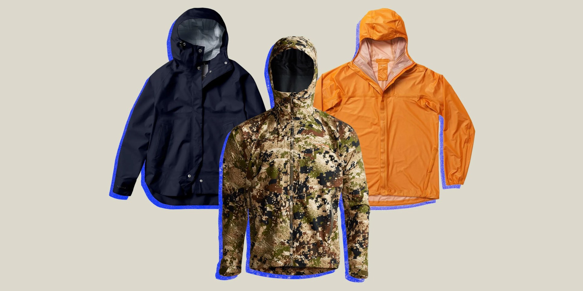 a group of rain jackets