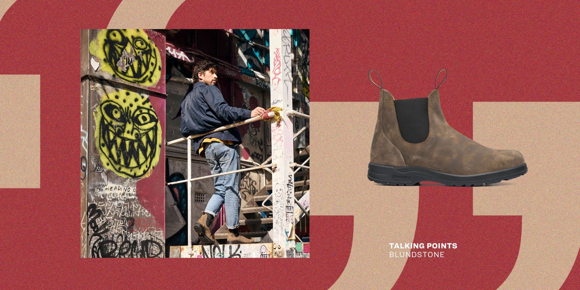 talking points man wearing blundstone boots