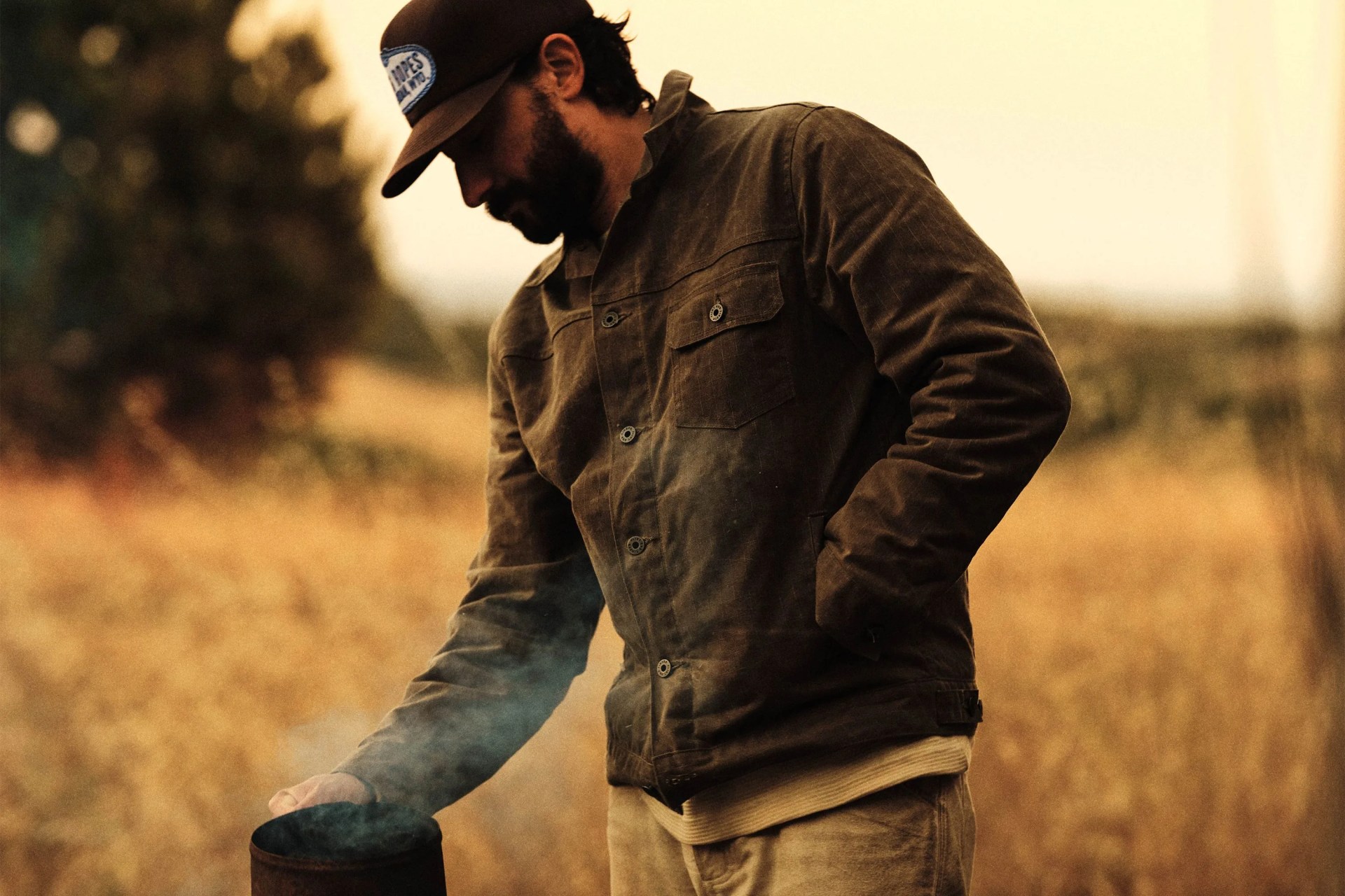 flint and tinder flannel lined waxed ripstop trucker jacket