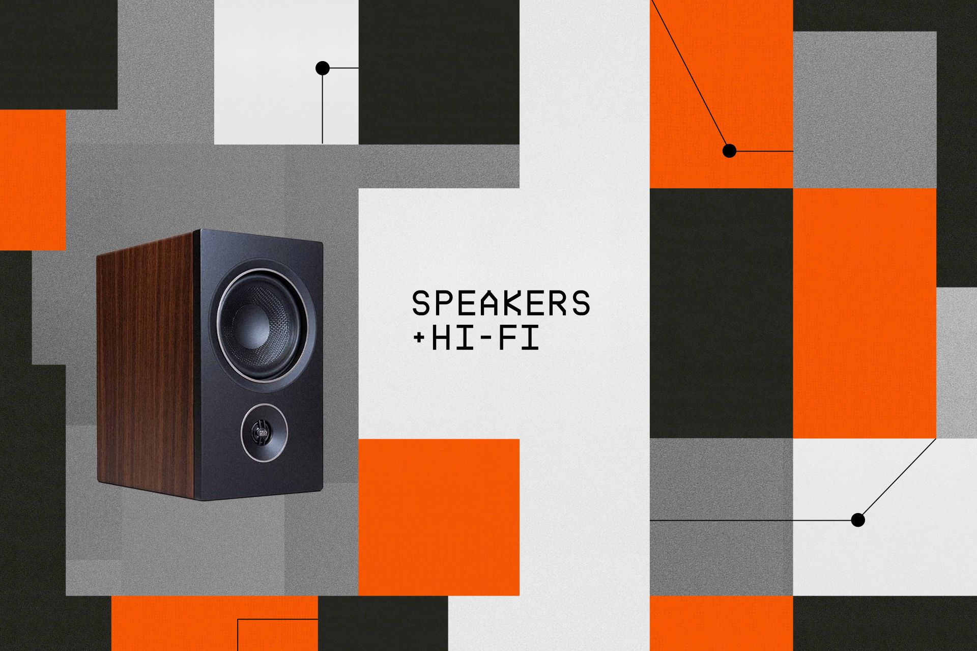 a speaker with colored boxes