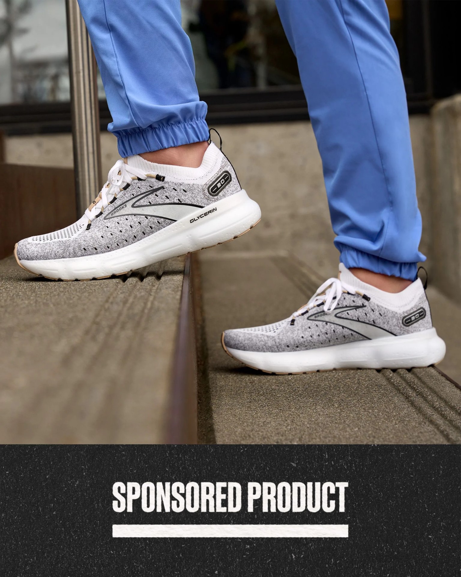 sponsored product a pair of legs wearing glycerin 20 running shoes