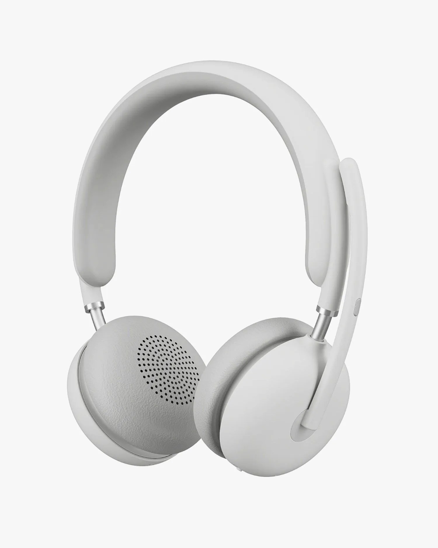 a pair of white logitech headphones