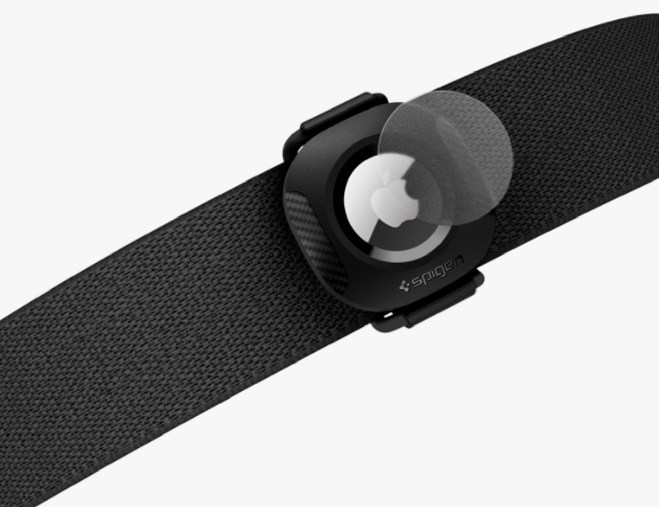 a black dog collar with black holder for airtag