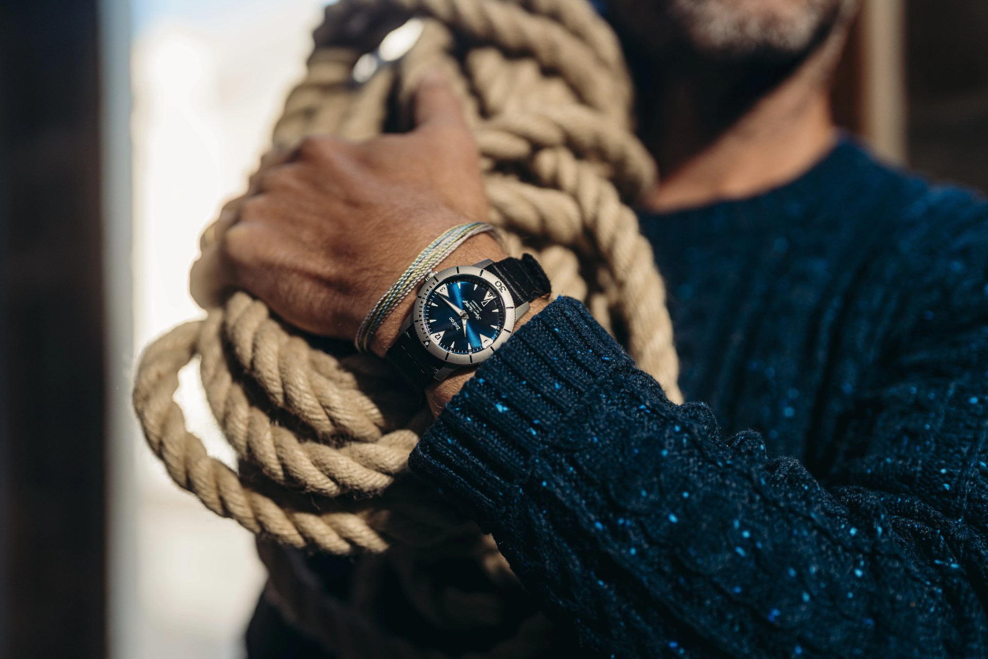 watch on seaman's wrist