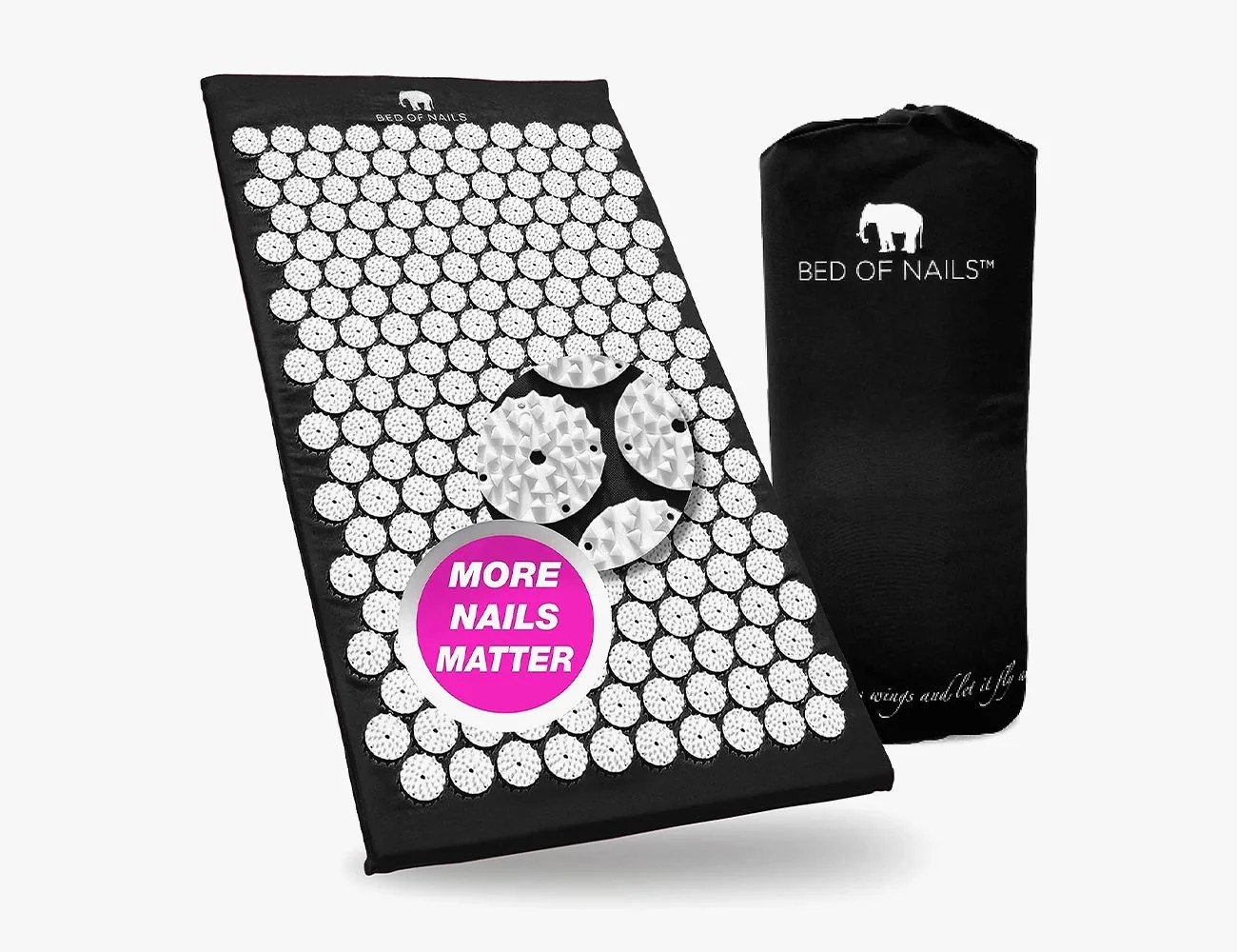 BED OF NAILS The Original Premium Acupressure Mat, 8,820 Acupuncture Pressure Points for Back Pain Relief, Increased Energy, Relaxation, FSA/HSA Eligible, with Drawstring Bag, 29 x 16 x 1, Jet Black