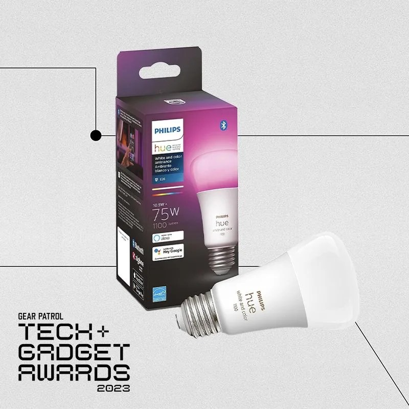 Philips Hue Smart 75W A19 LED Bulb - White and Color Ambiance Color-Changing Light - 1 Pack - 1100LM - E26 - Indoor - Control with Hue App - Works with Alexa, Google Assistant and Apple Homekit