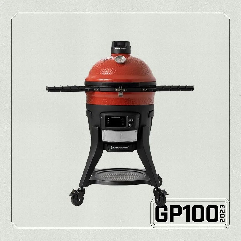 a red and black grill