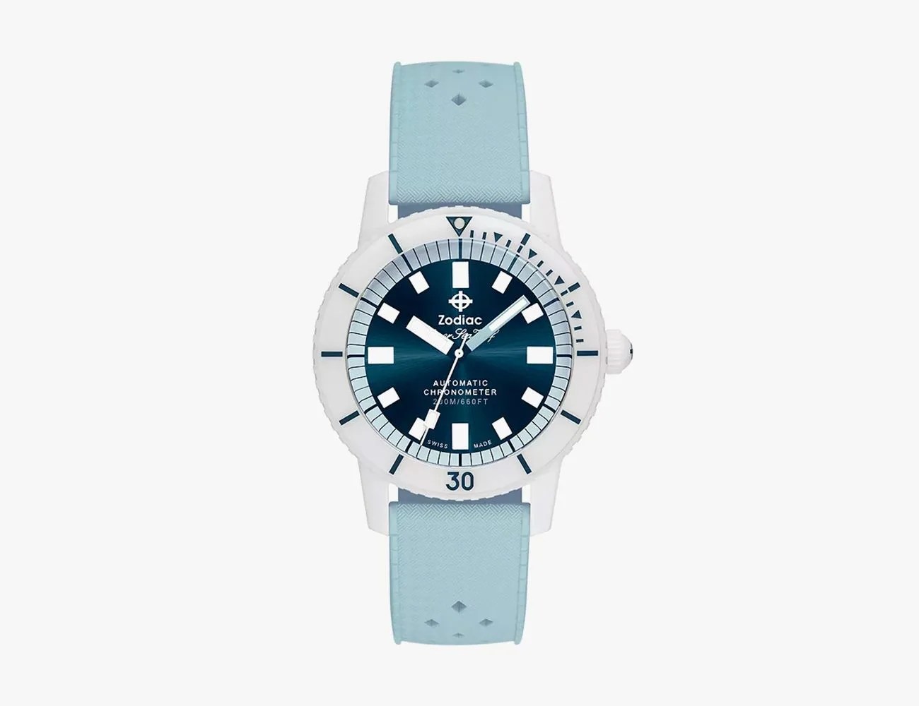 super sea wolf ceramic compression rubber strap watch zodiac