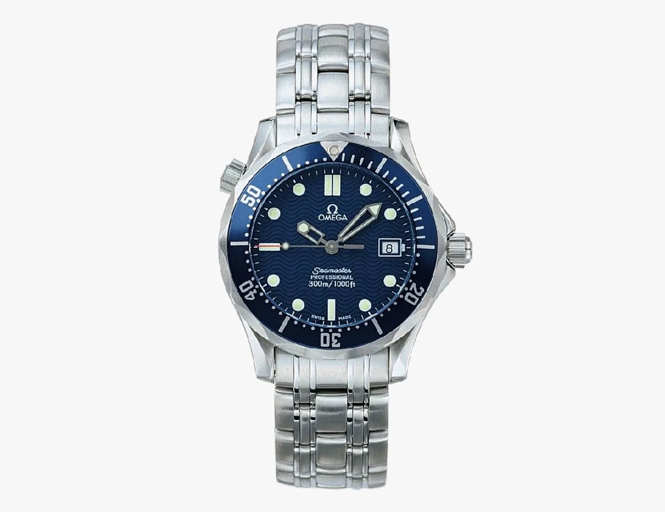 a silver and blue watch