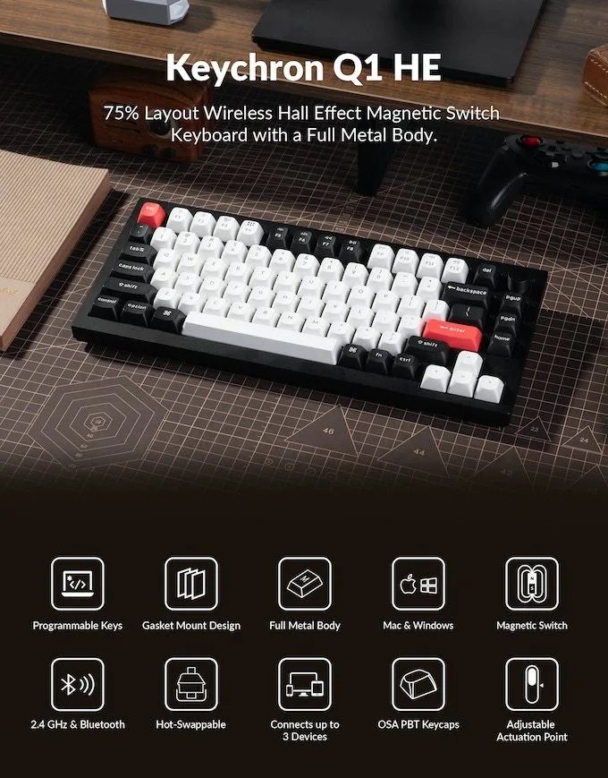 keychron q1 he wireless qmk custom magnetic switch keyboard