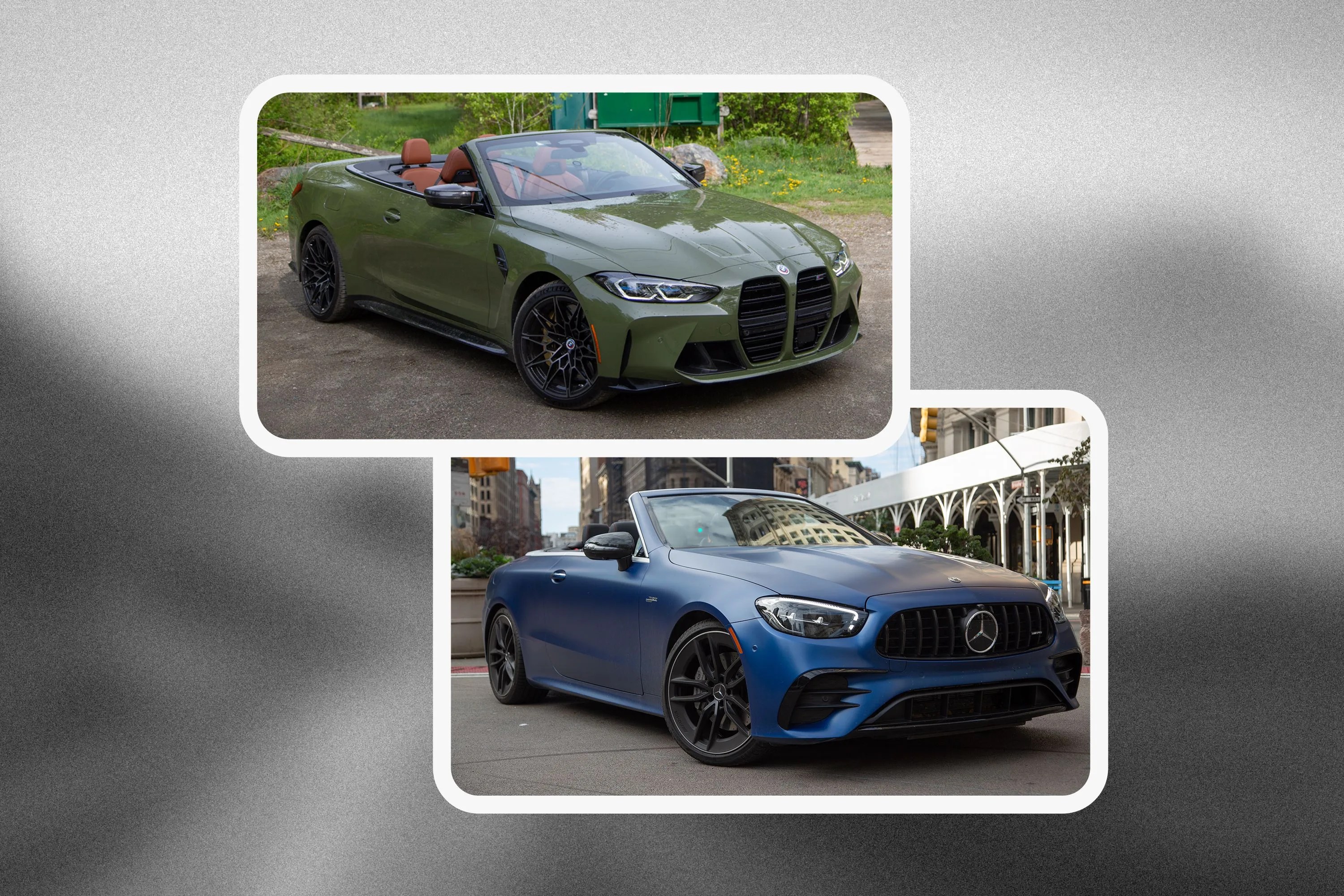 a collage of two cars