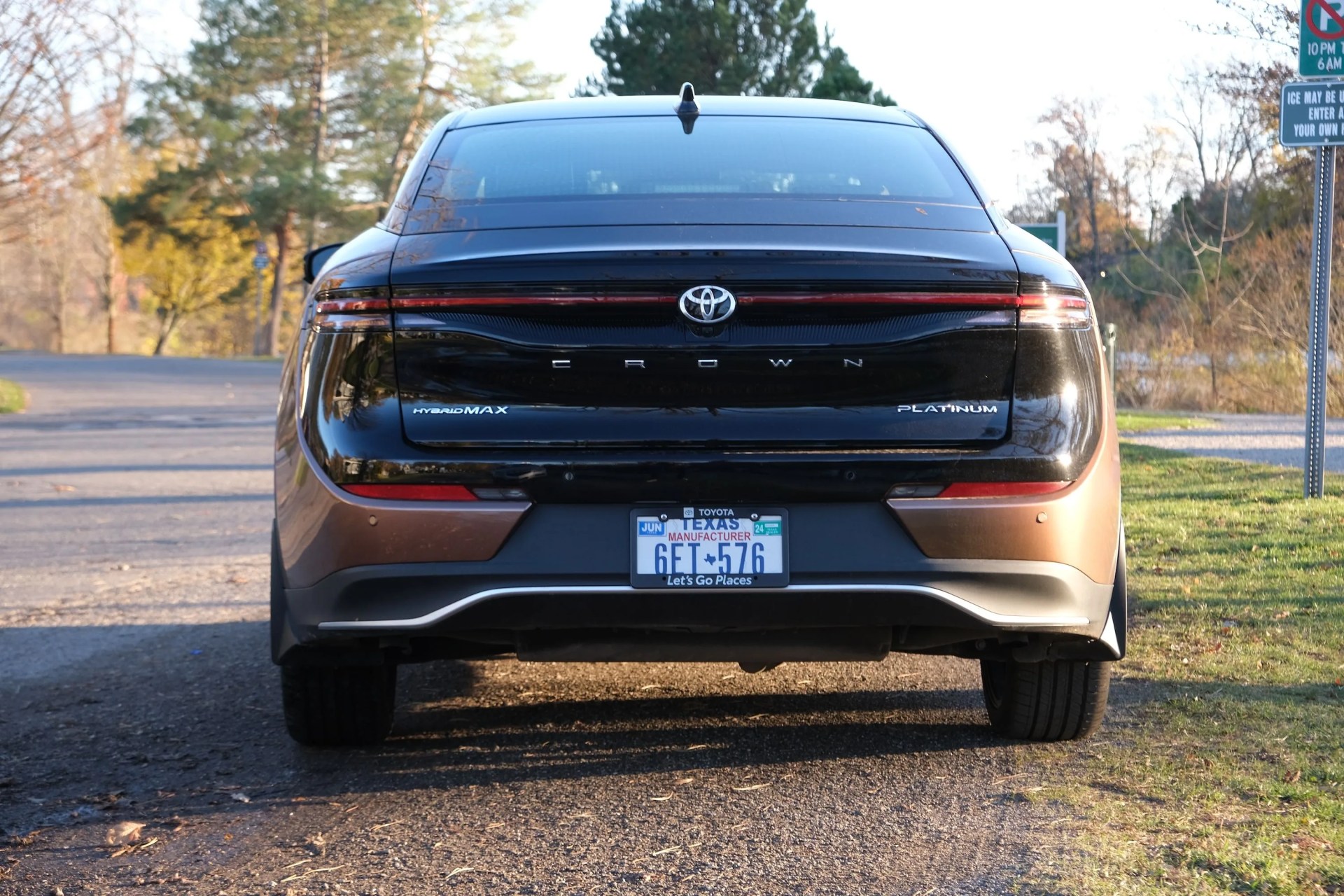 a black car parked on a road