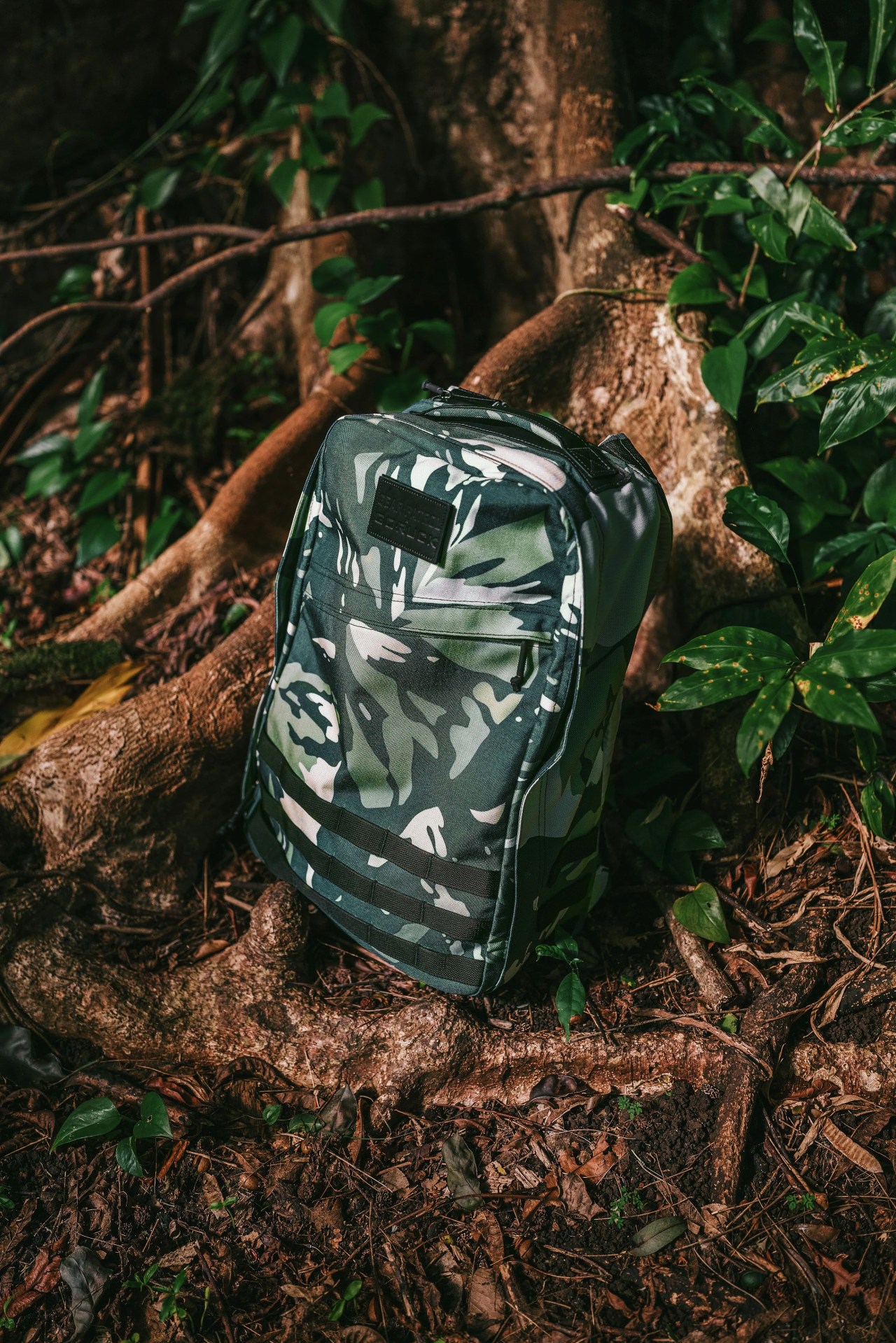 go ruck pack on forest ground