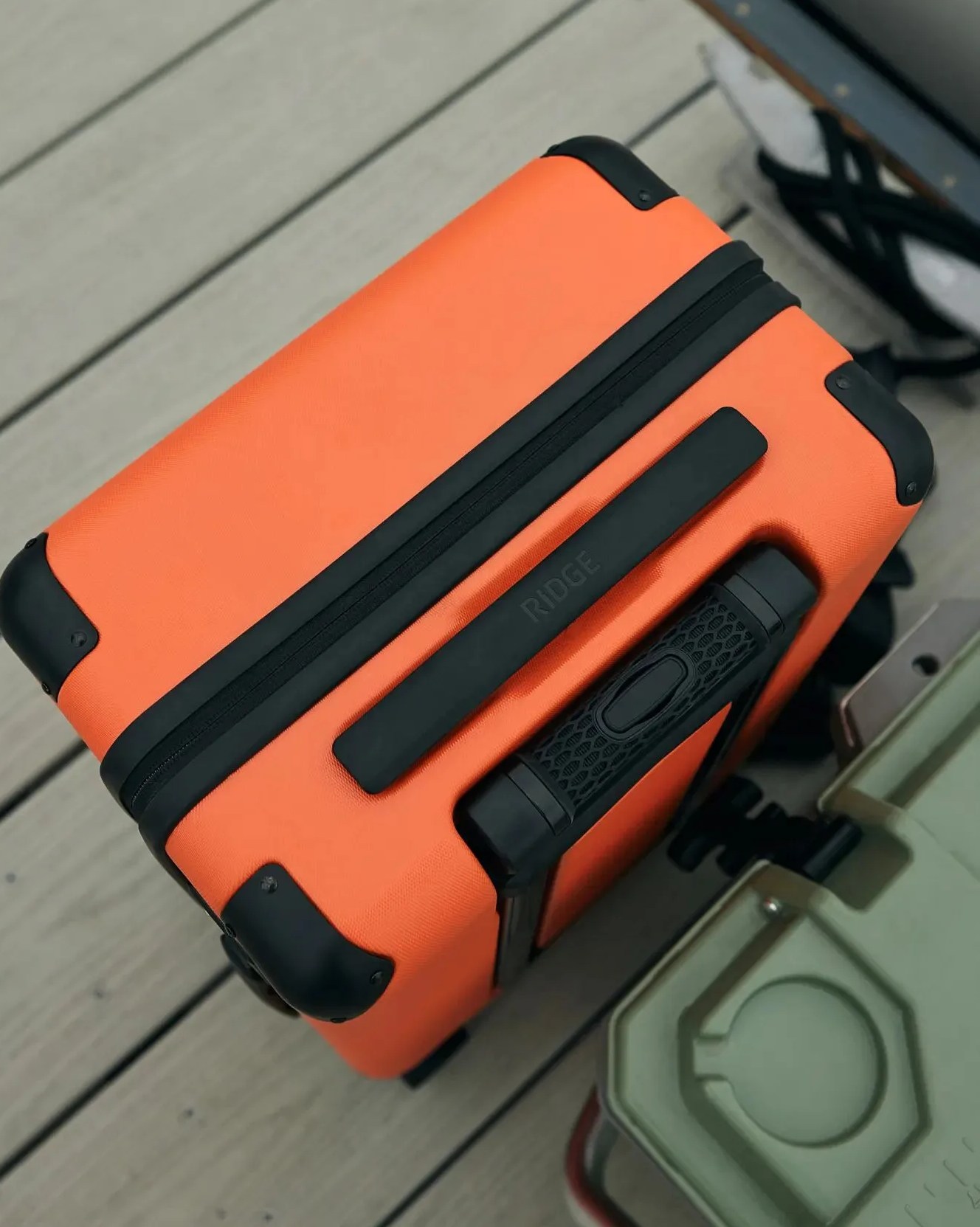 a orange ridge carry on suitcase