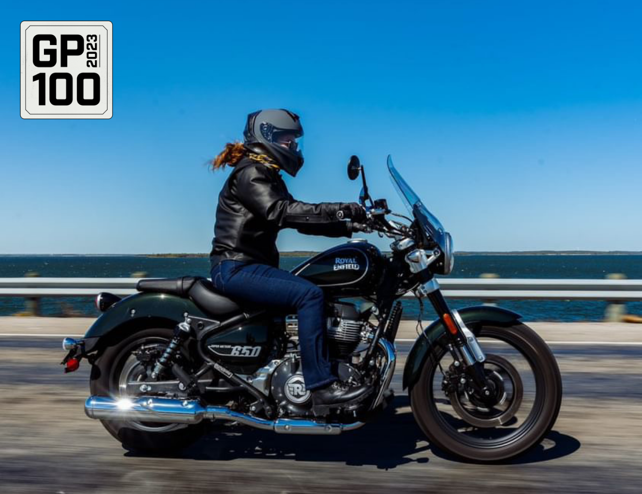 a woman on a motorcycle