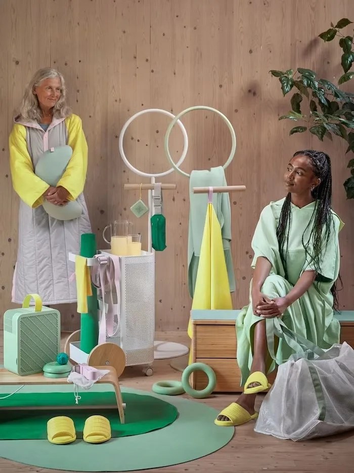 a couple of women in dresses surrounded by ikea dajlien collection