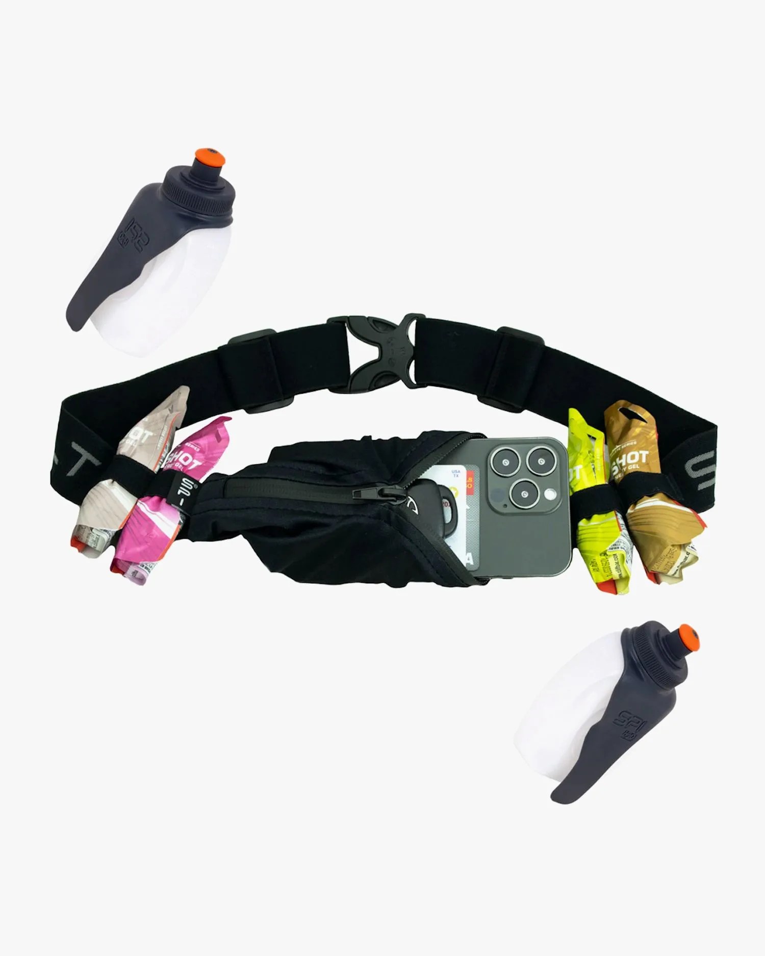 spi belt distance pro run waistpack in all black