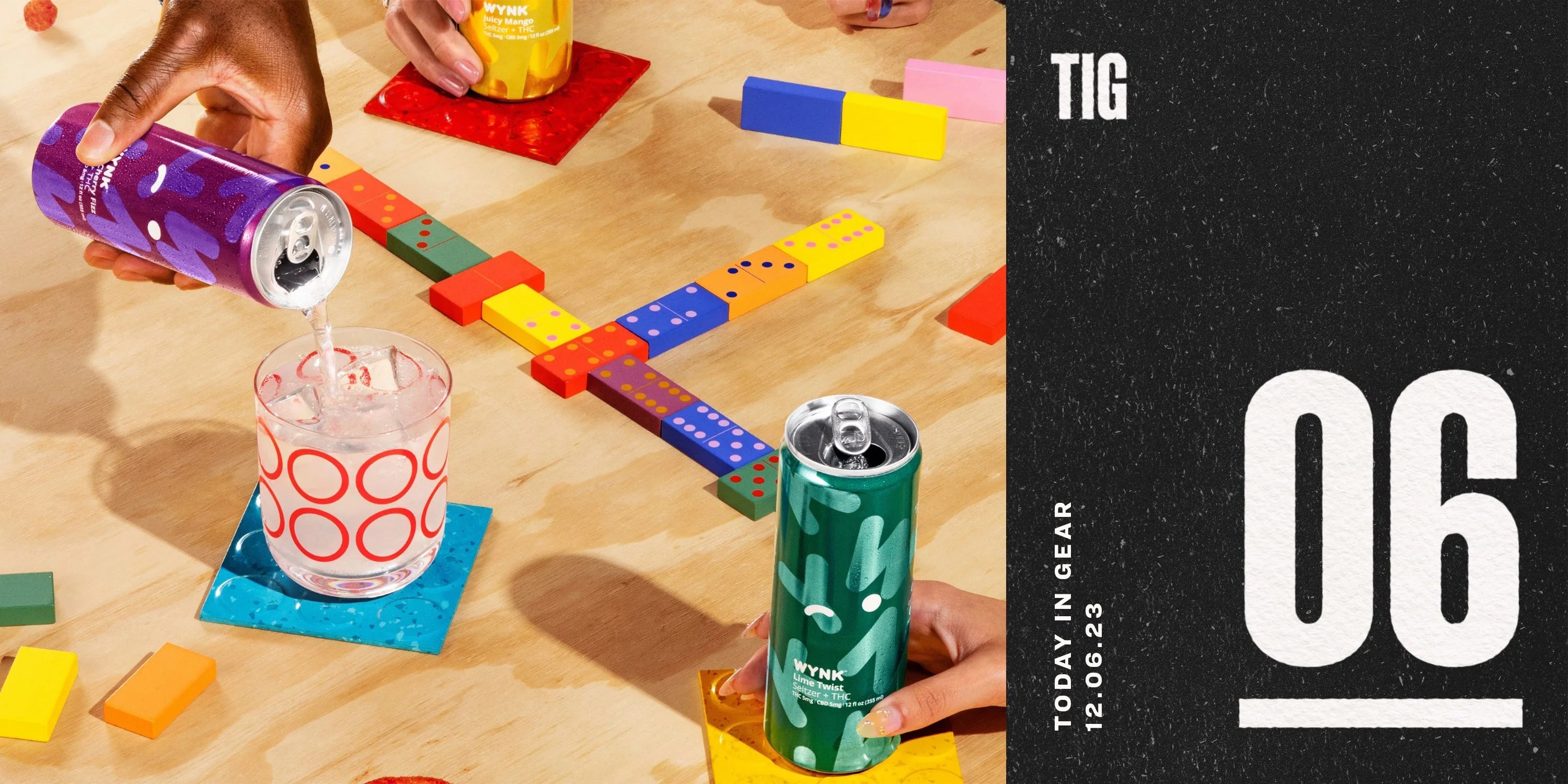 today in gear december 6 2023 wynk seltzer dumped into cup by one hand and held in another hand while playing dominoes