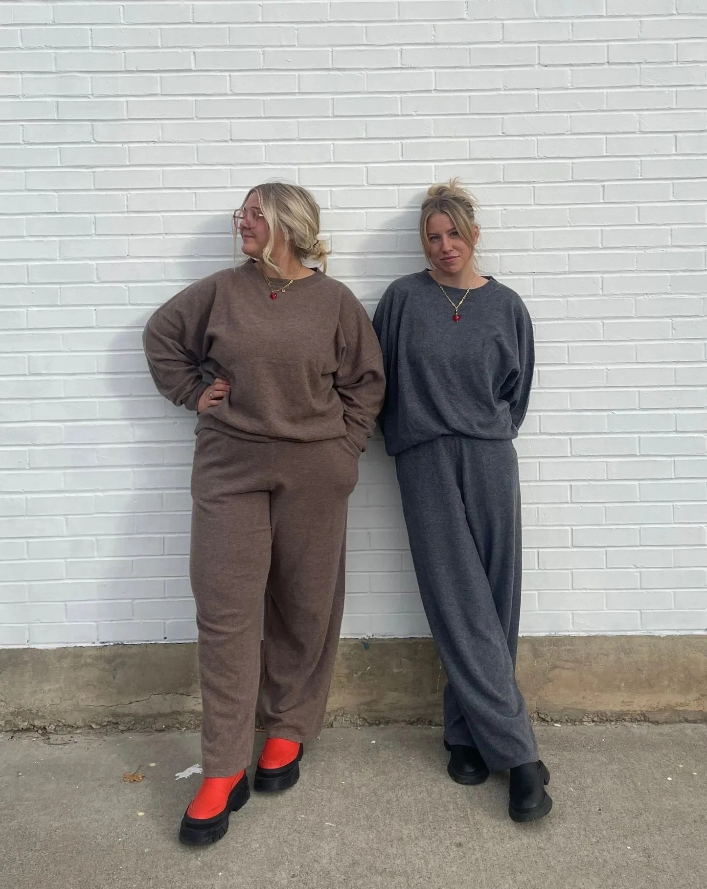 two woman wearing sonderhaus the wool gwendolyn pant