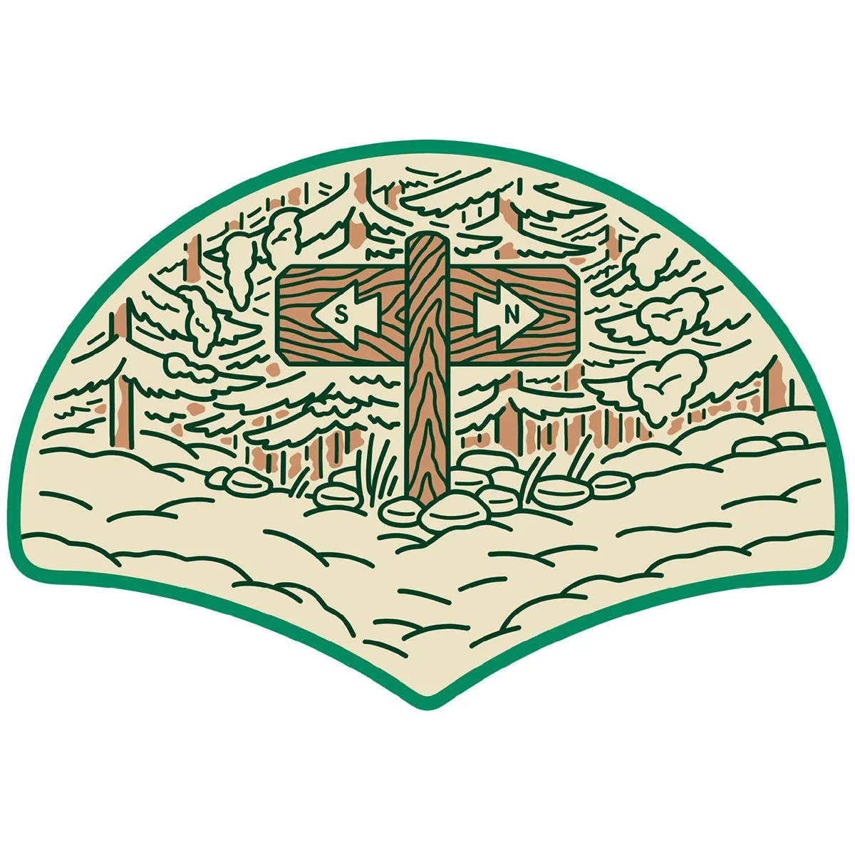 south and north sign planted in snow ground