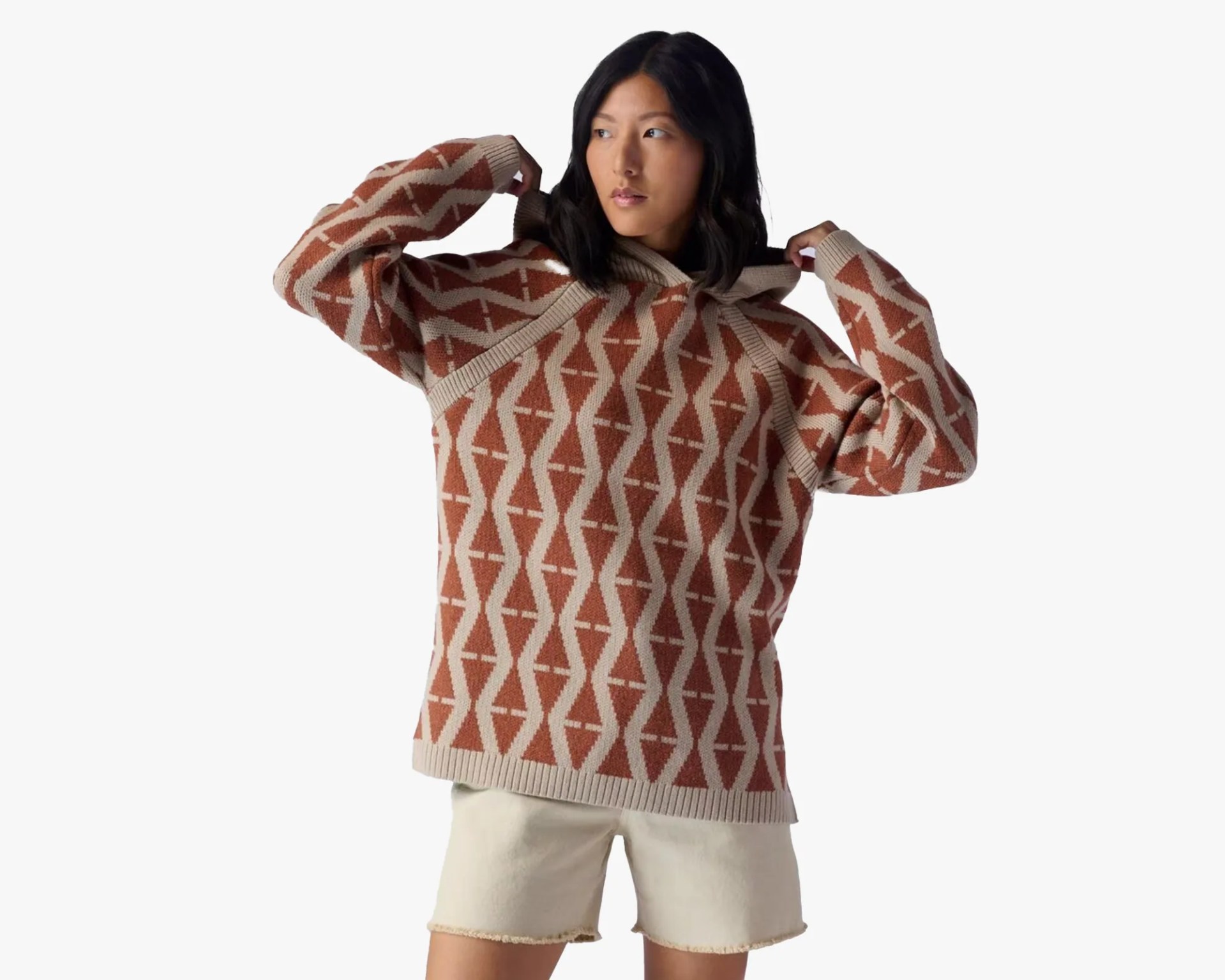 women's Hooded Geo Sweater 