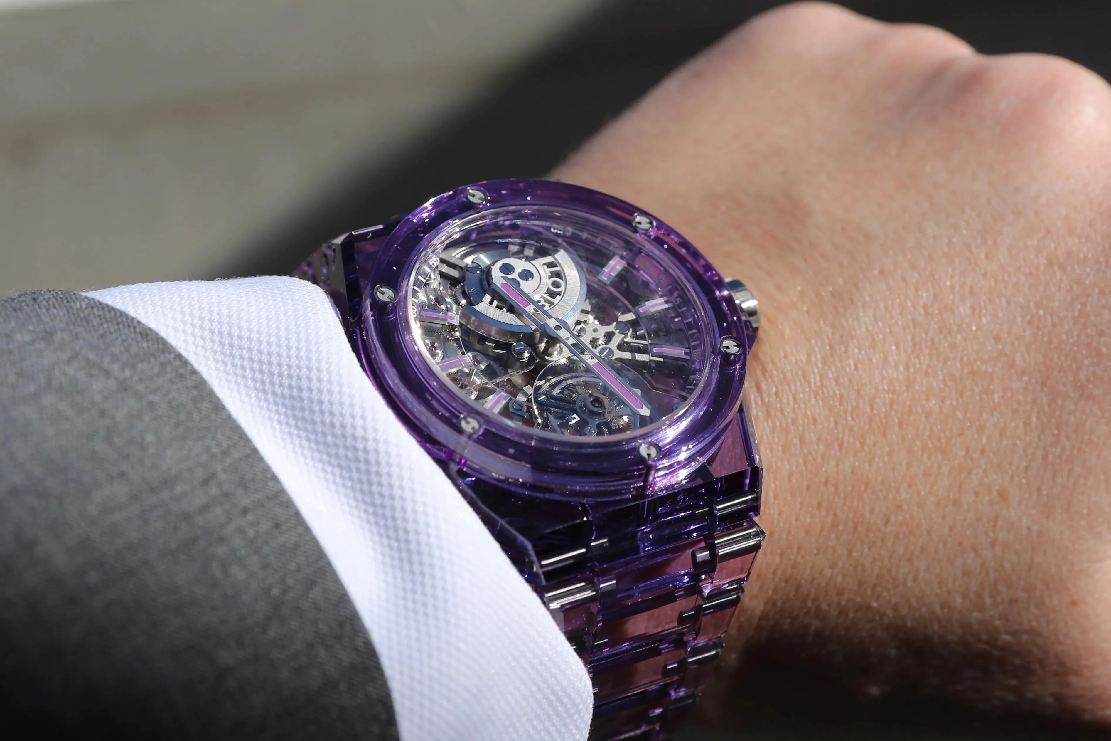 purple watch on a wrist
