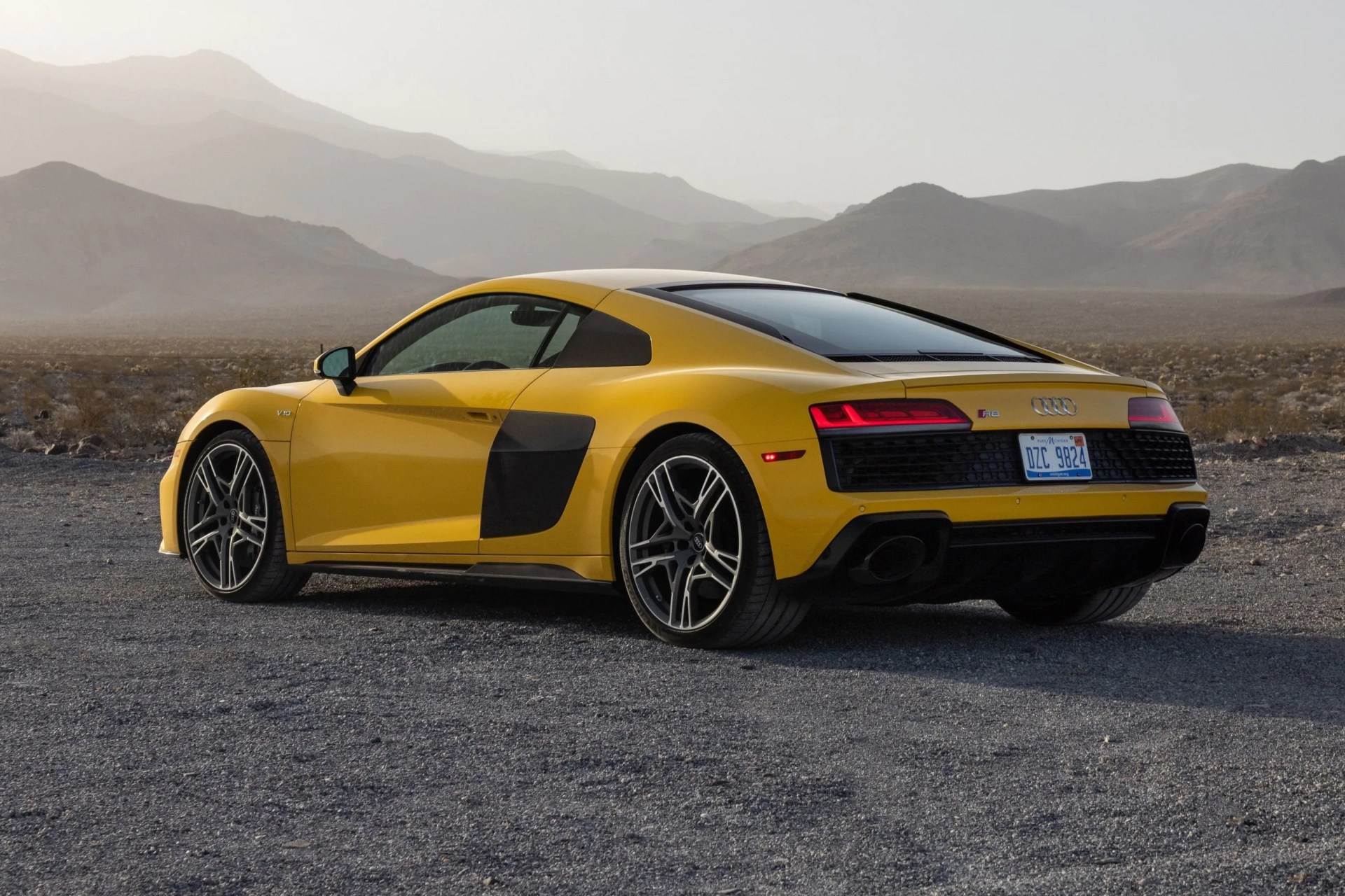 audi r8 parked in desert
