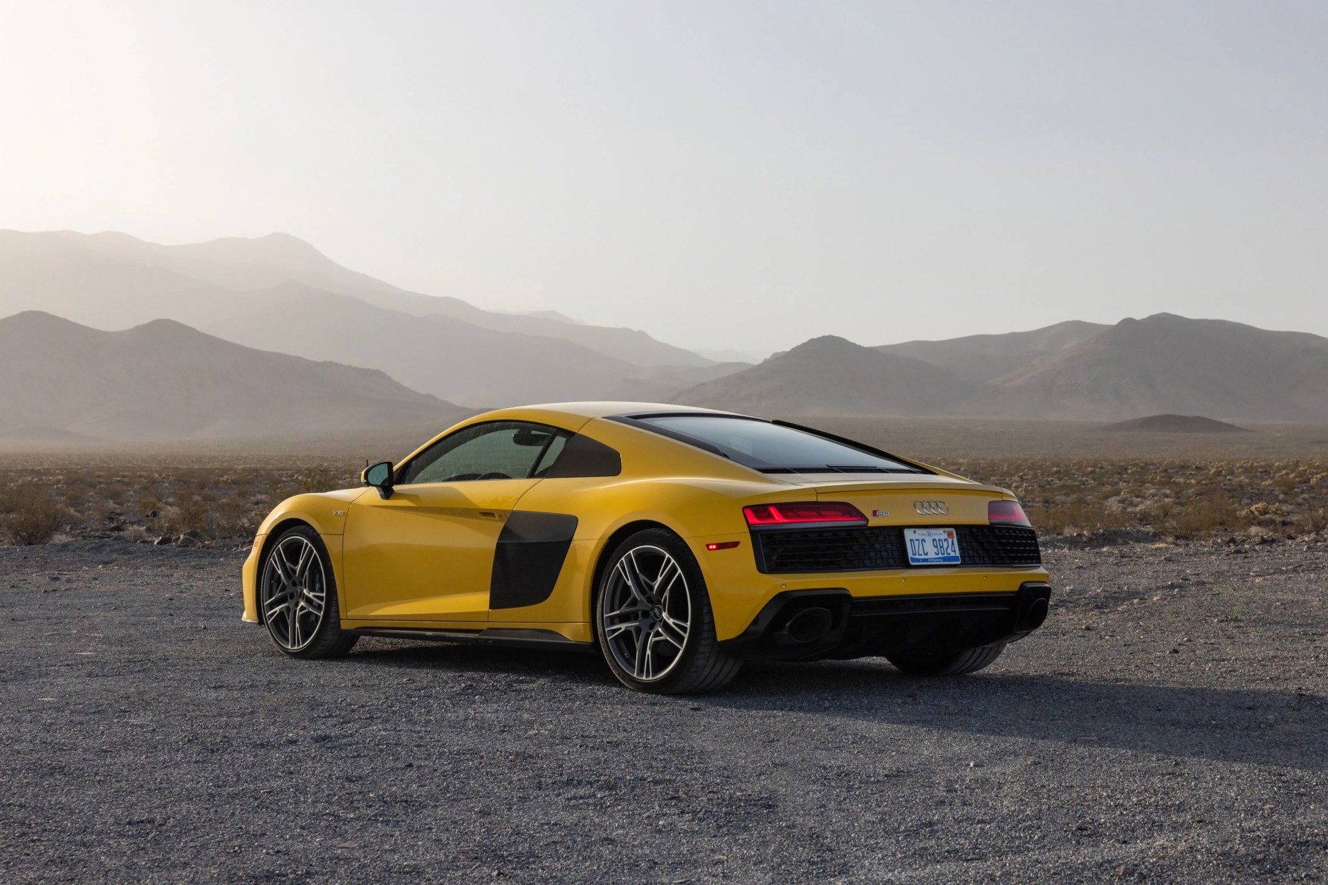 audi r8 parked in desert