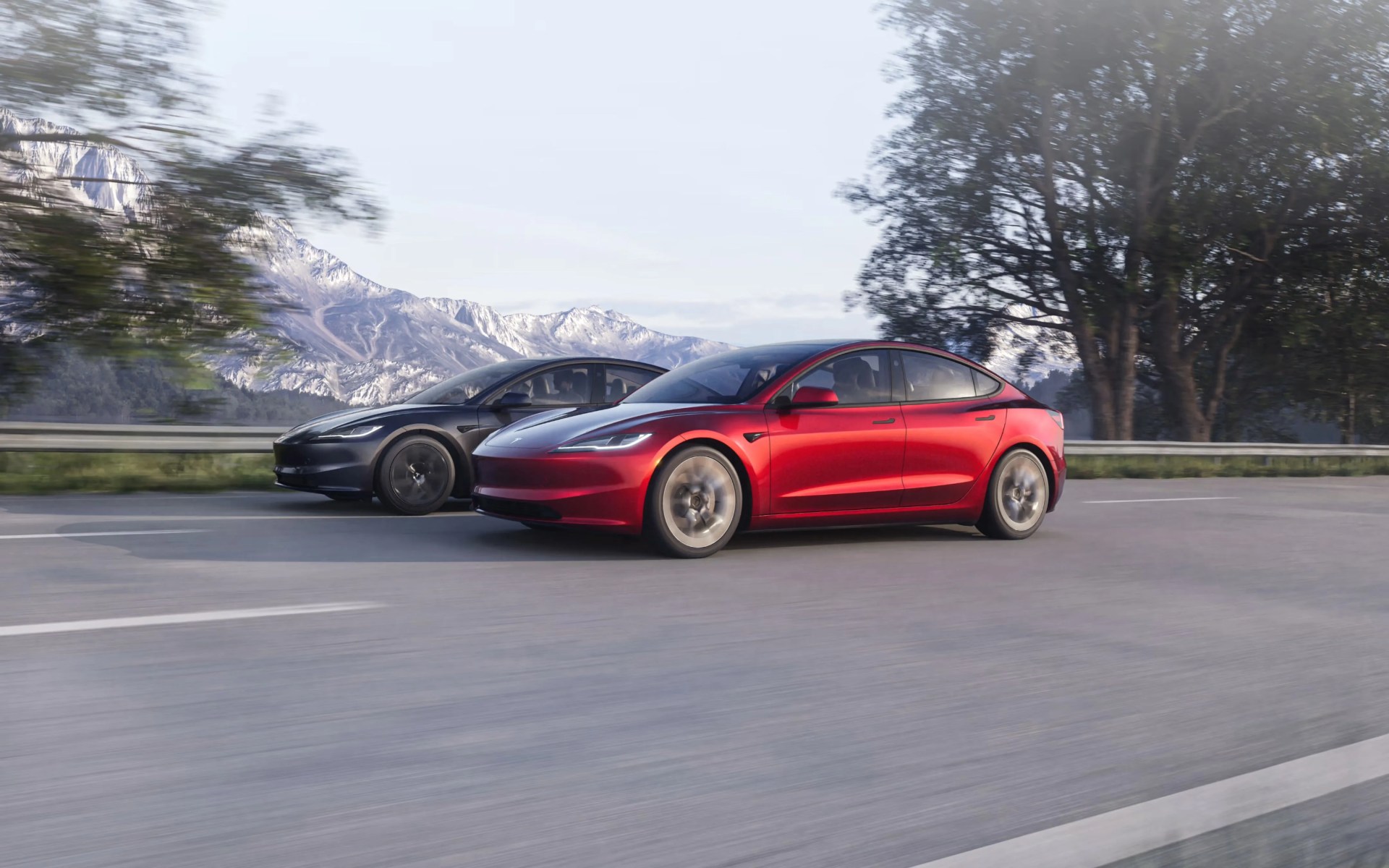 tesla model 3 2024 refresh red and black