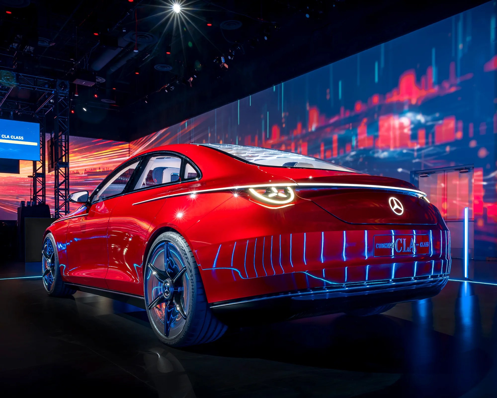 the rear view of the mercedes benz concept cla class at ces 2023