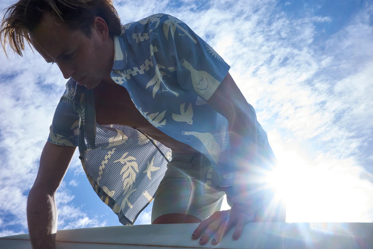 man pushing himself up wearing Roark Bless Up Breathable Stretch Shirt