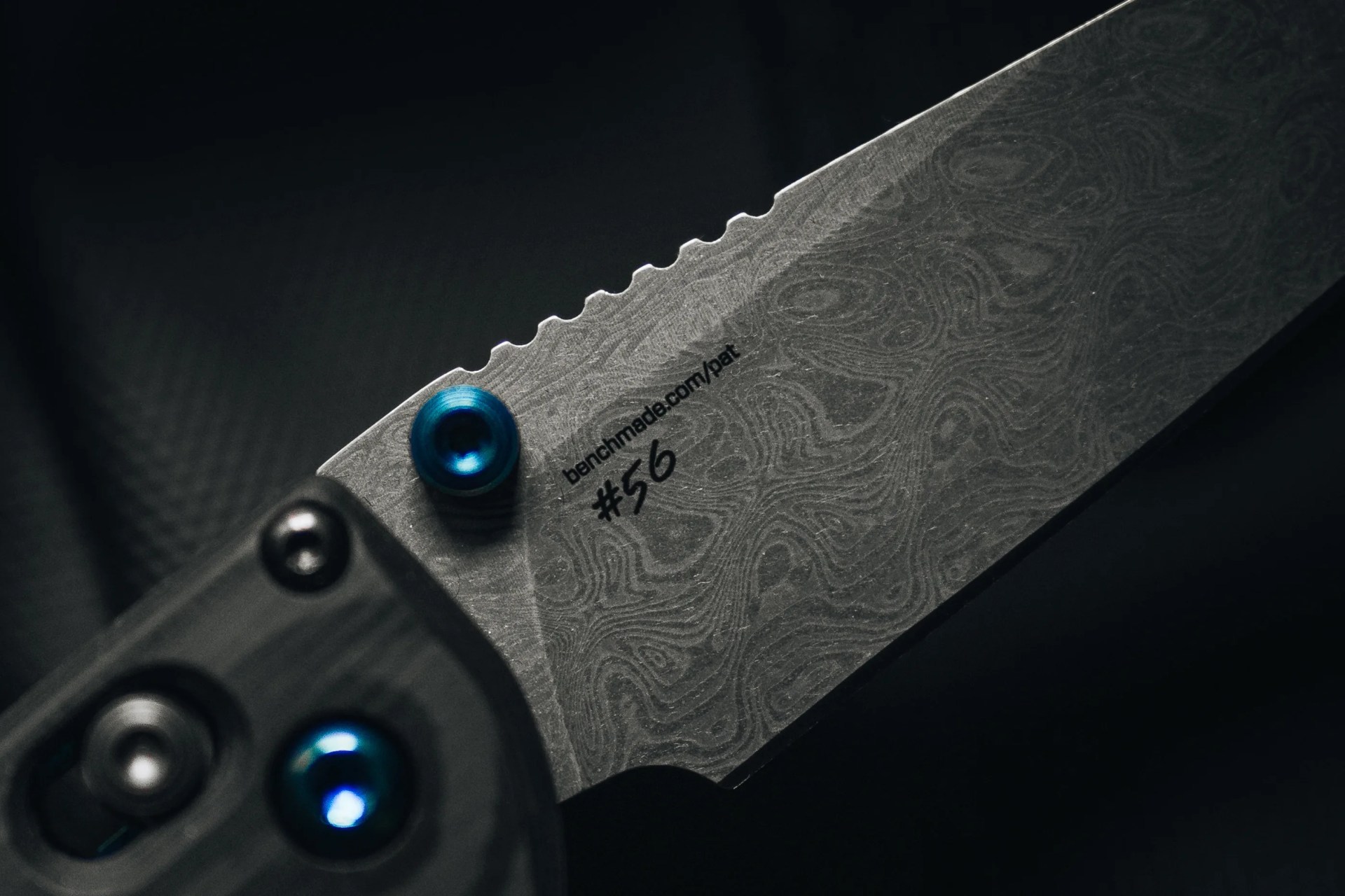 close up of the benchmade gold class immunity blade