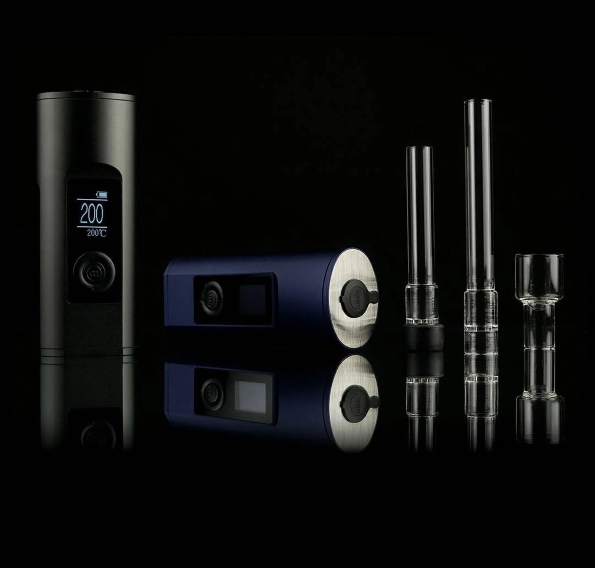 Arizer products on a black background