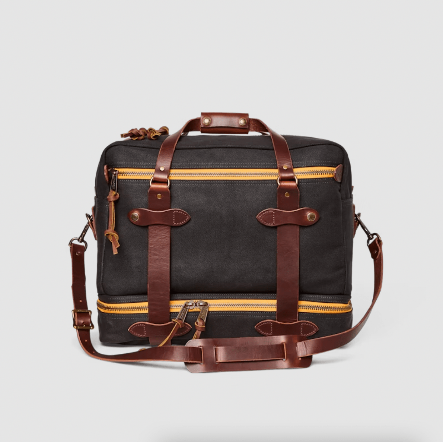 filson bag on gray background