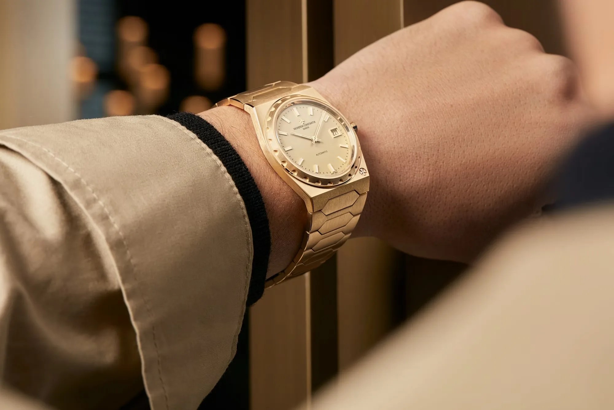 gold vacheron constantin watch on man's wrist
