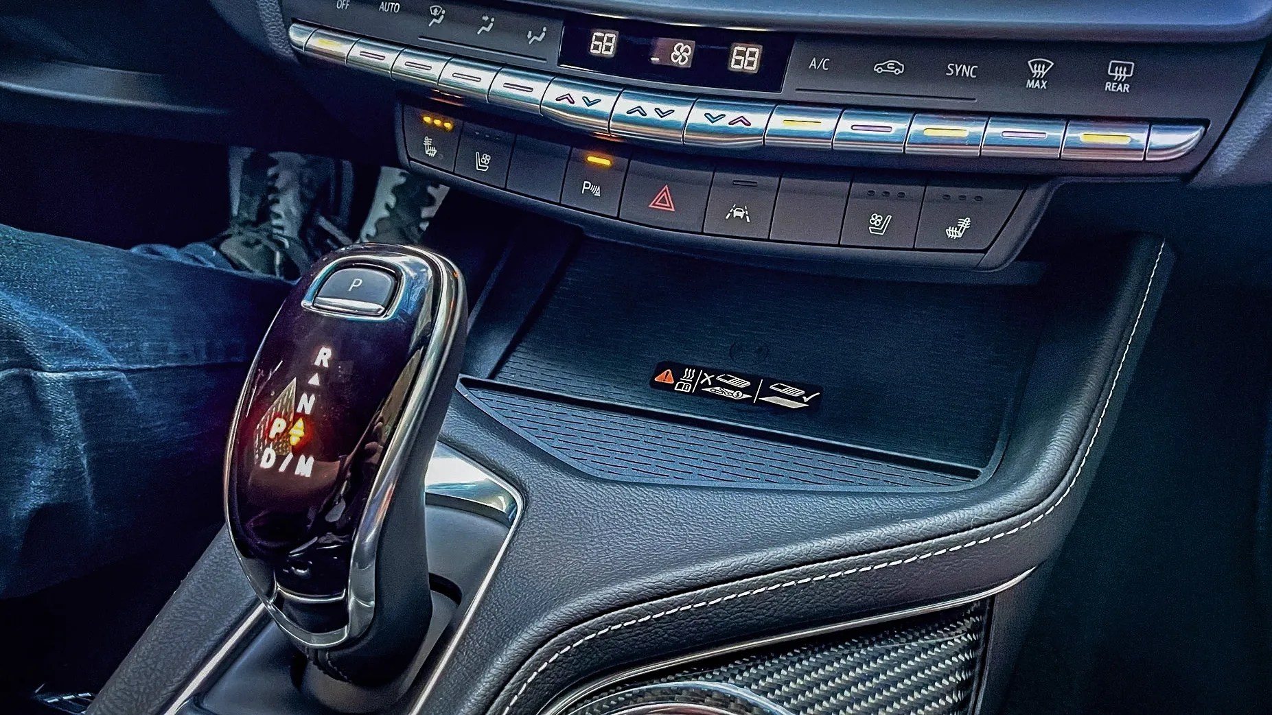 wireless phone charger in a cadillac ct4-v blackwing