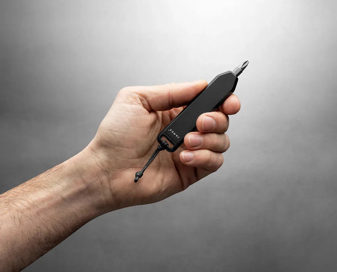 The James Brand Warrick tool shown being held in hand for scale