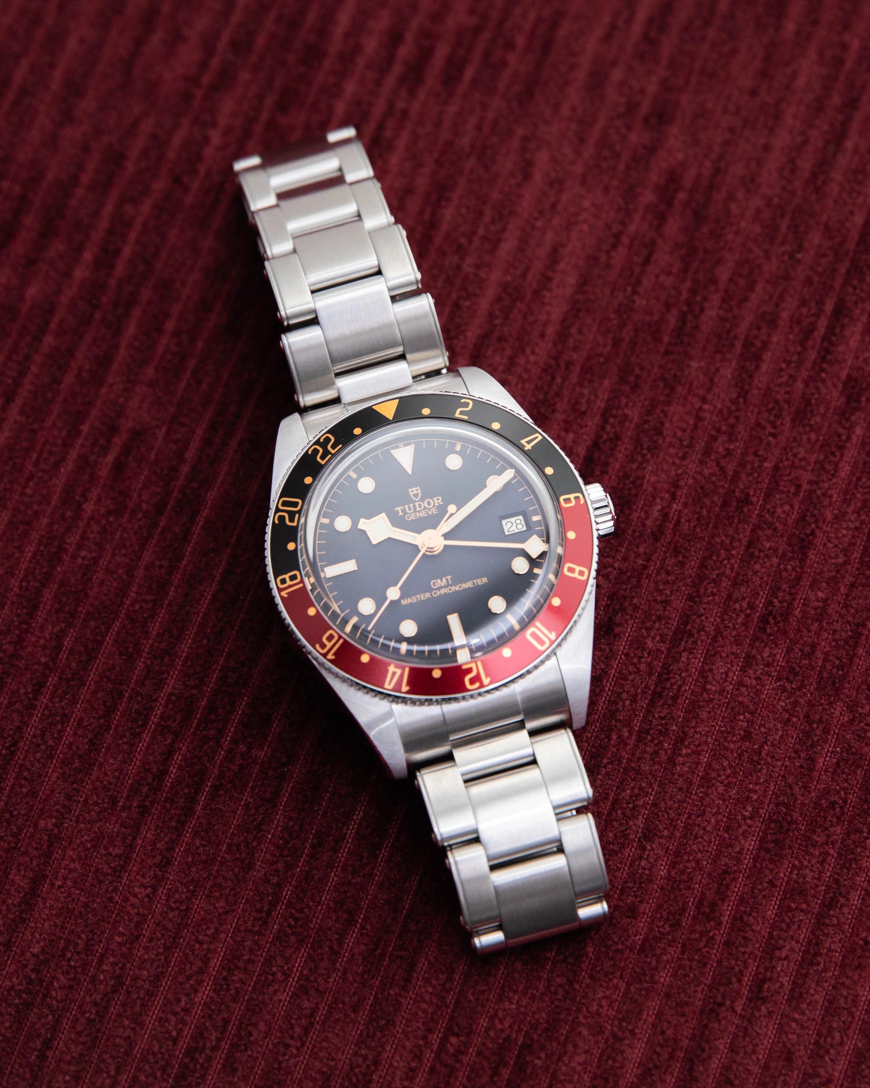Tudor watch on felt background
