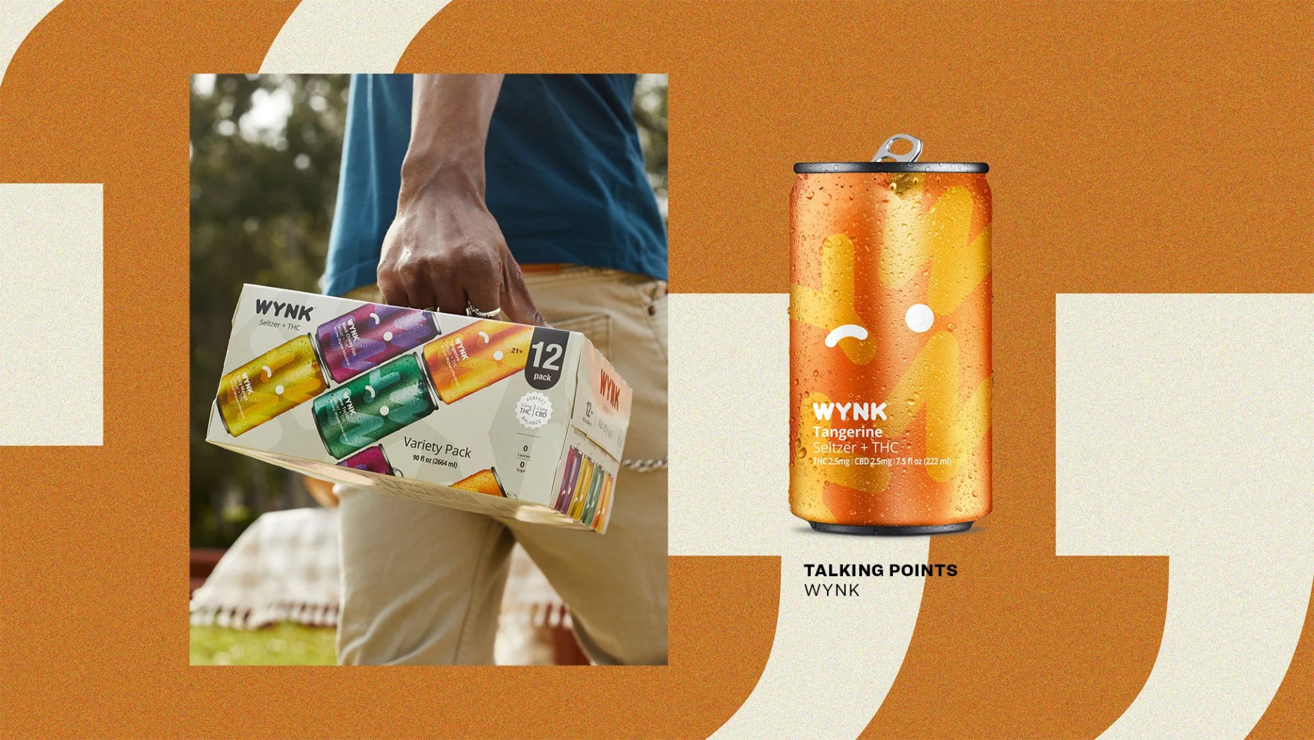 seltzer box being held next to product photo