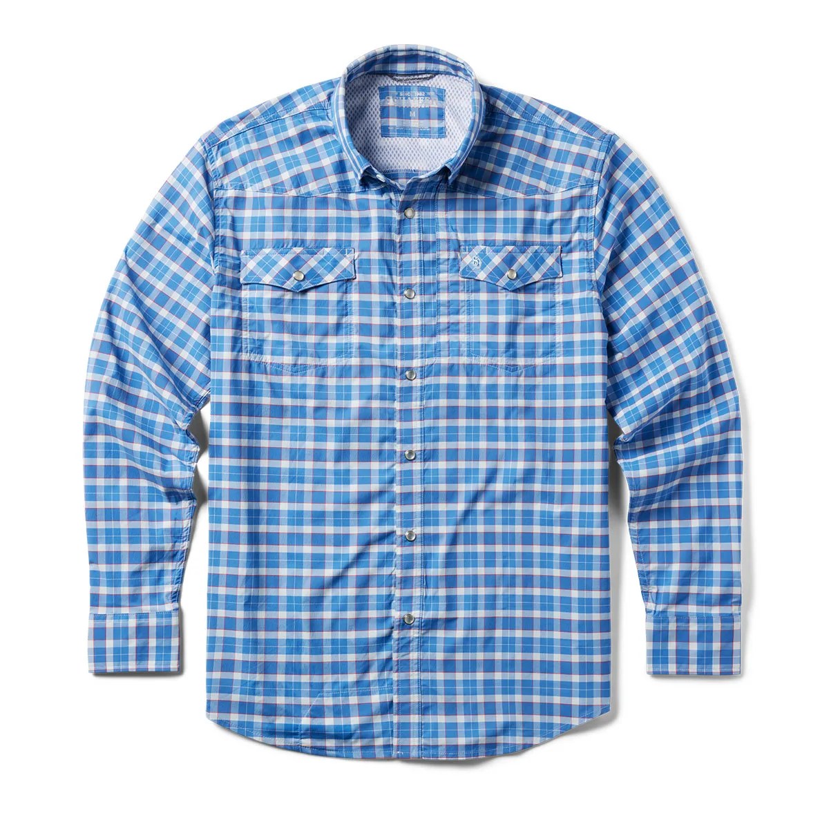 blue plaid cowboy button shirt