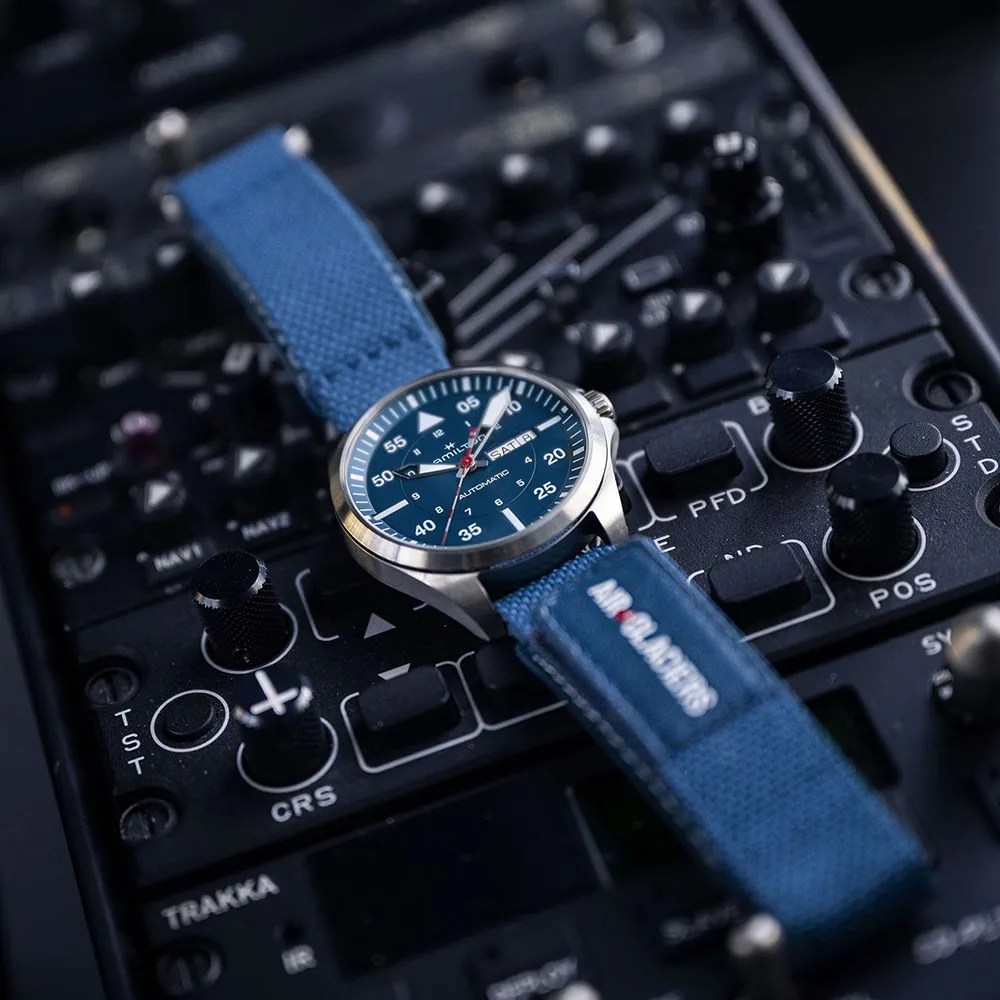 hamilton pilot watch in a cockpit