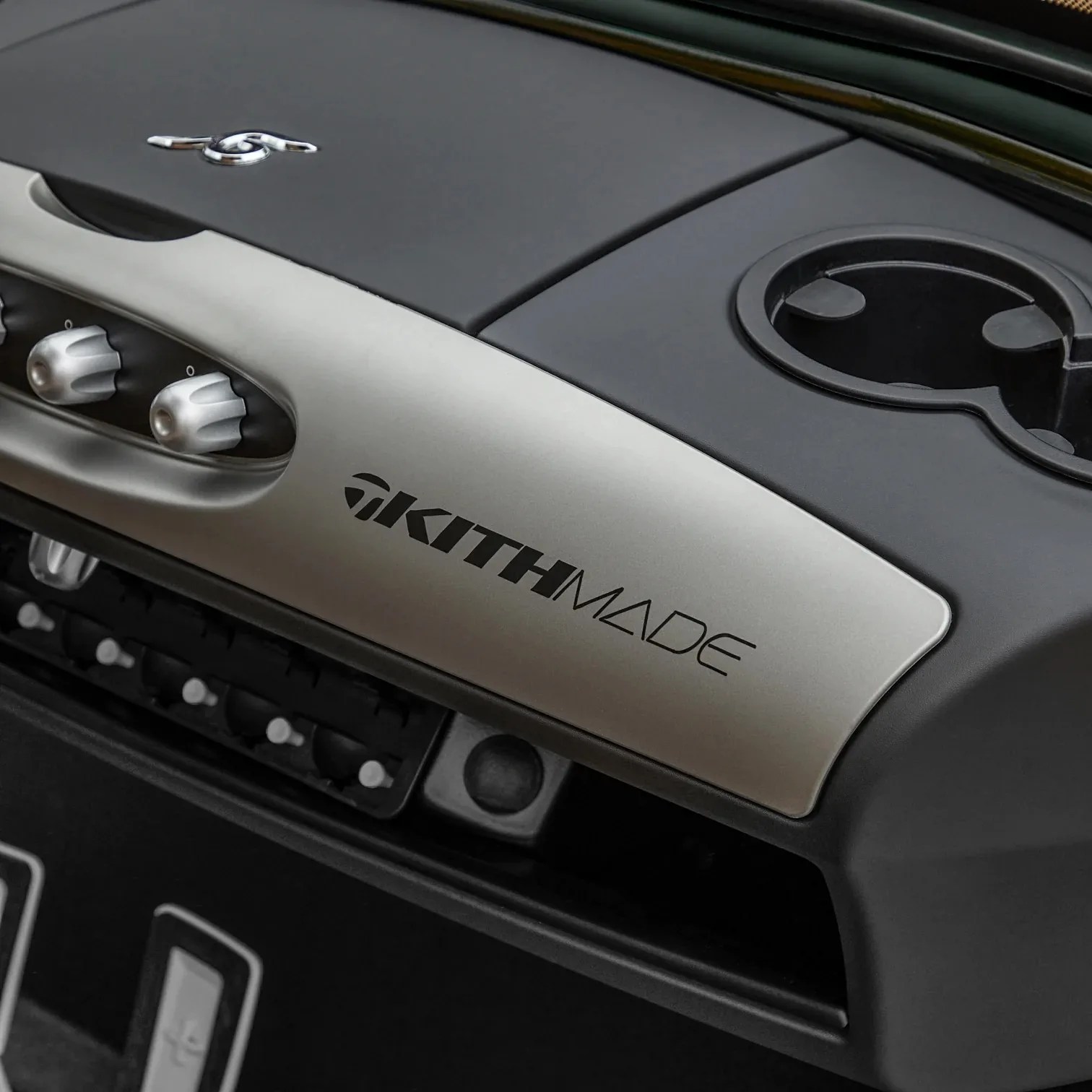 Kithmade logo shown on dash of Kith x TaylorMade for Garia Via 2+2 cart