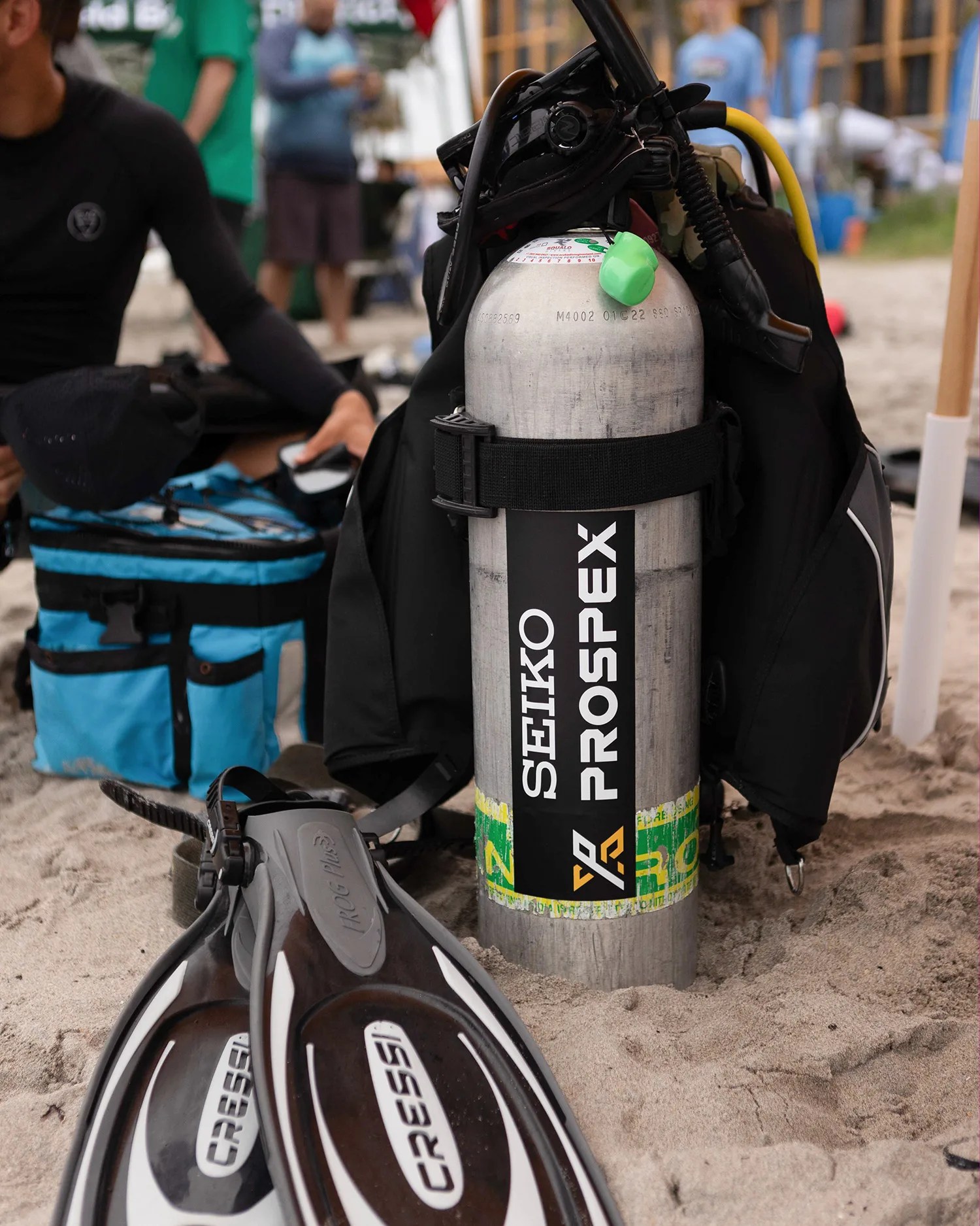 scuba gear in sand