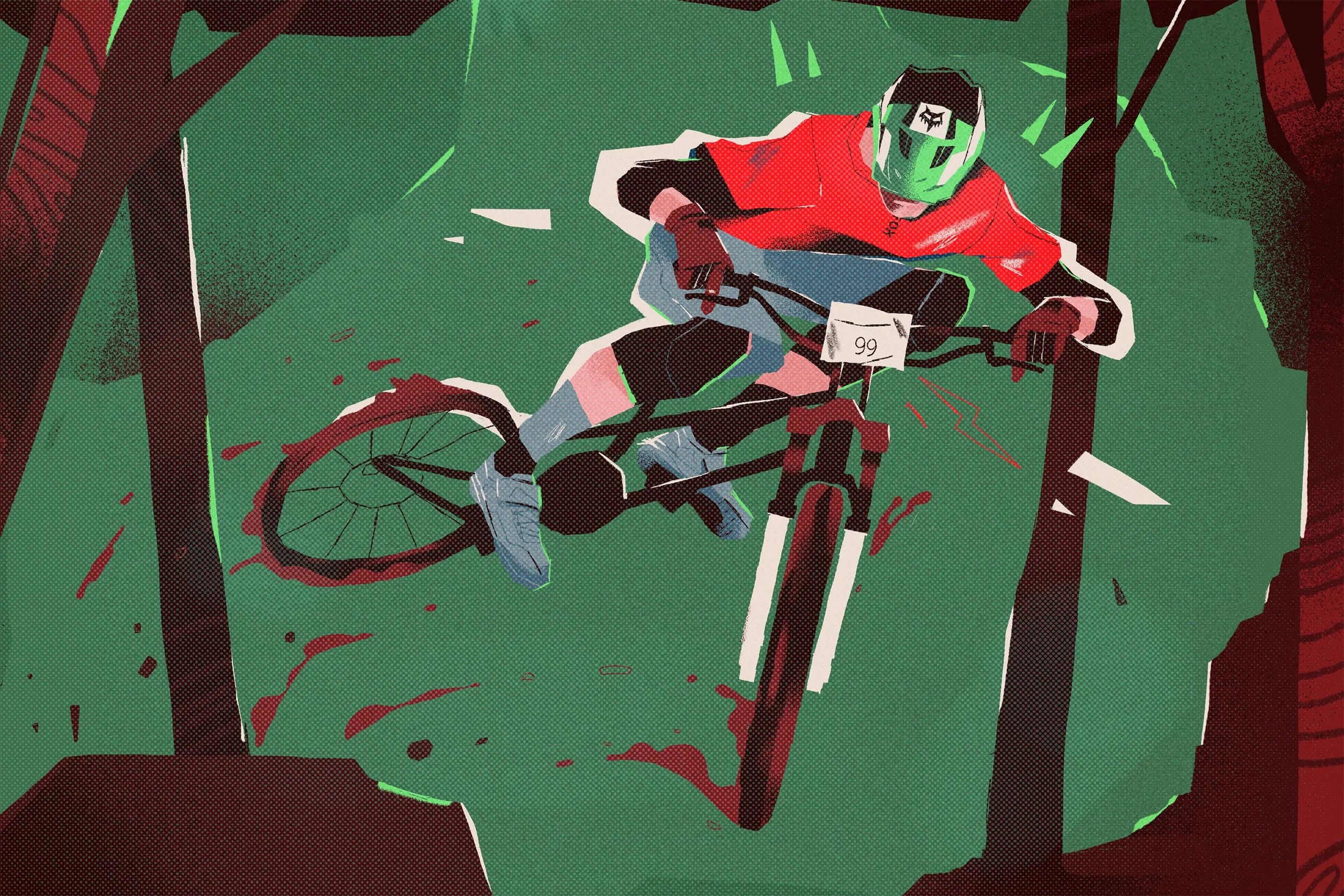 mountain bike rider jumping in air