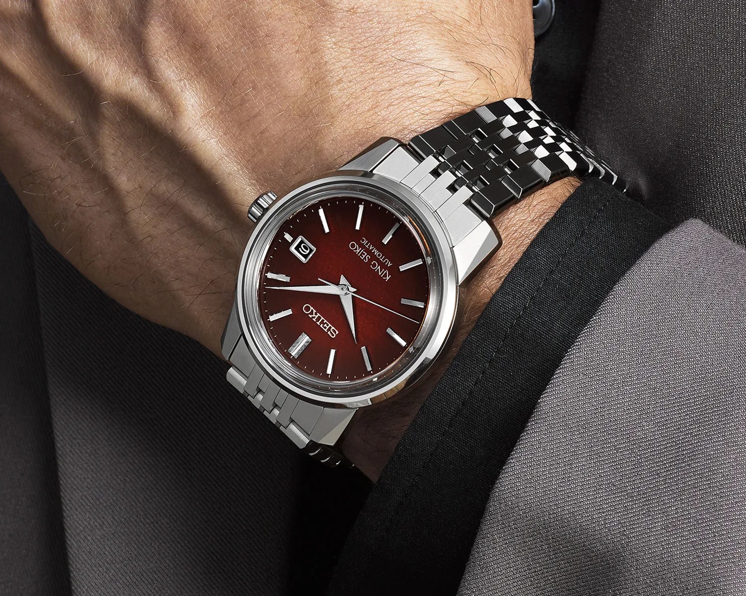 king seiko watch on a mans wrist