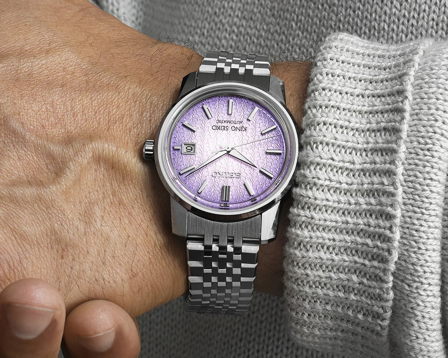 king seiko watch on a mans wrist