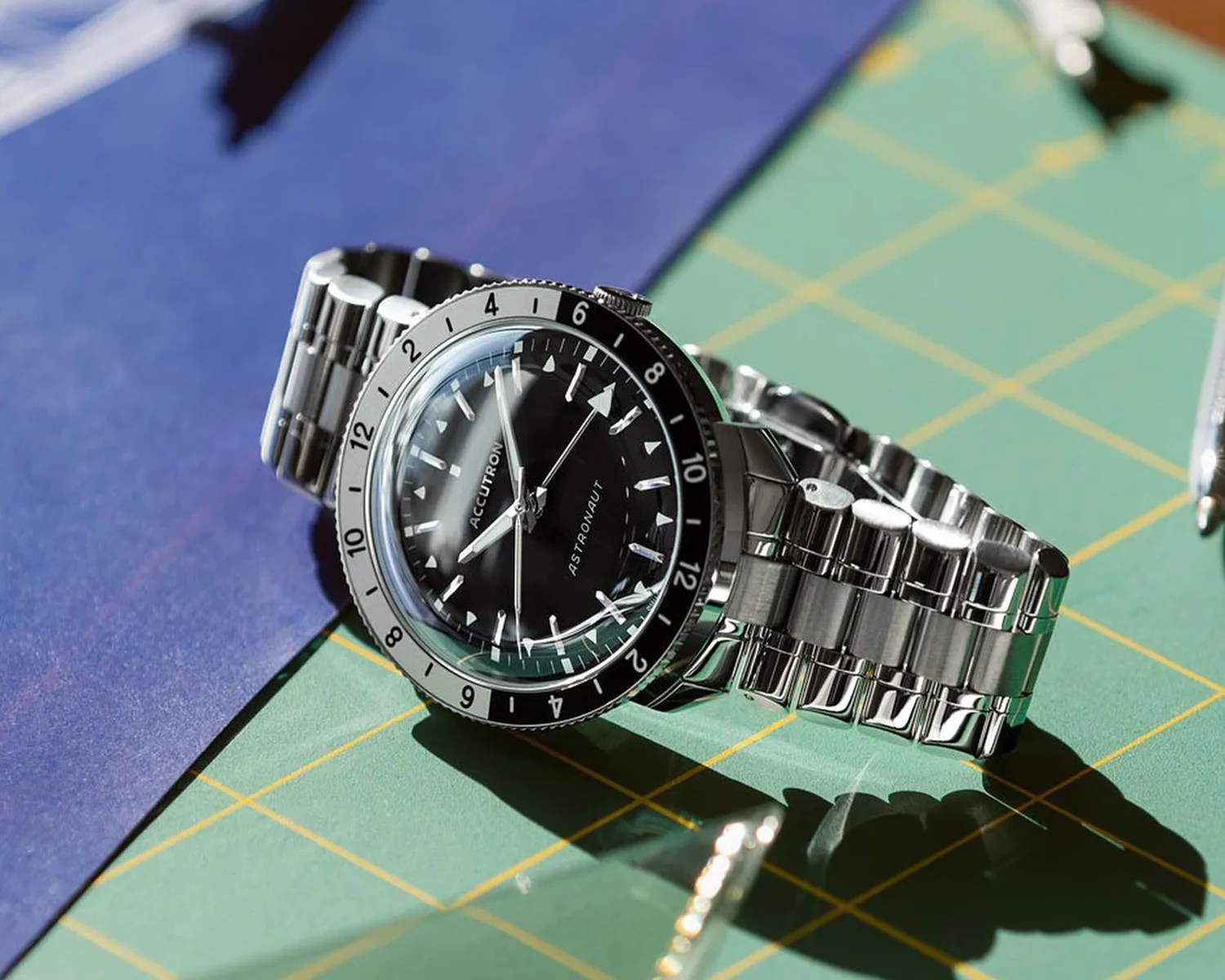 Accutron watch on a table