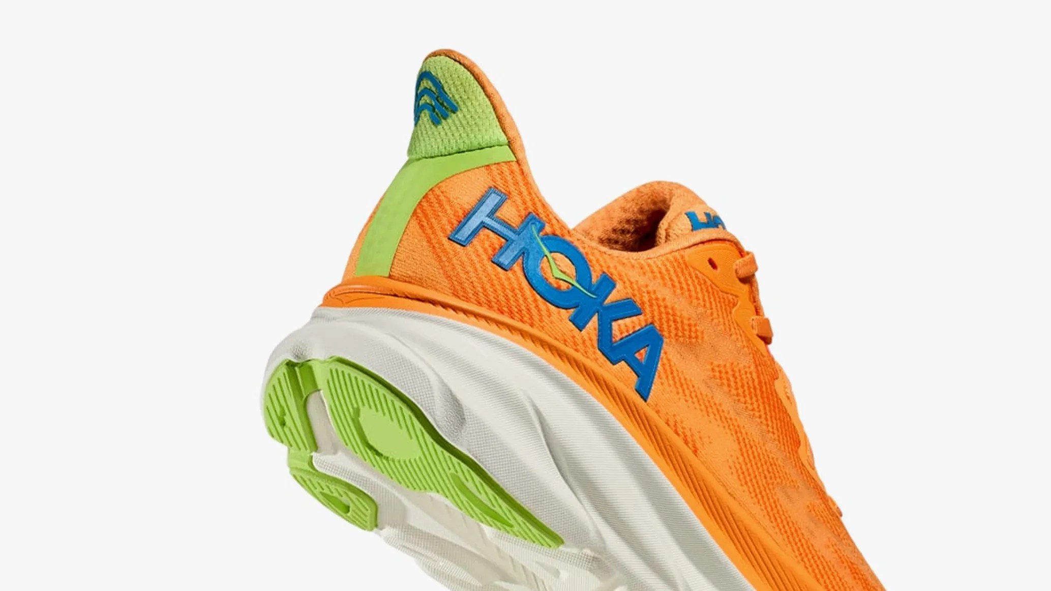 orange Hoka running shoe