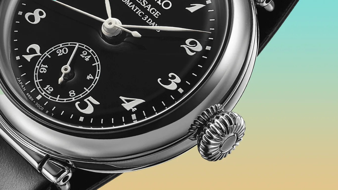 closeup of a seiko watch dial